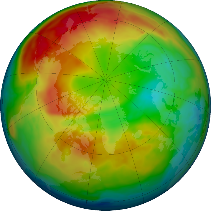 Arctic ozone map for 03 January 2024